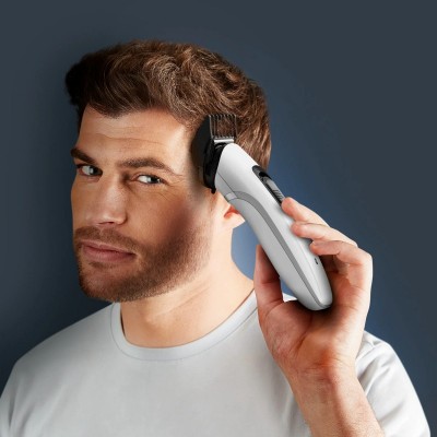 Тример Rowenta Trim&Style, для бороди, носа, вусів і голови, мережа+акум., насадок-7, сталь, білий