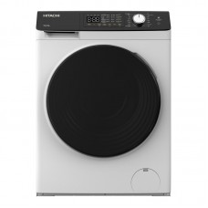 Пральна машина Hitachi фронтальна, 8кг, 1400, A+++, 60см, дисплей, пара, інвертор, люк чорний, білий