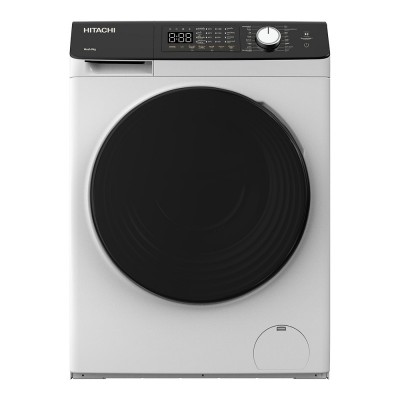 Пральна машина Hitachi фронтальна, 8кг, 1400, A+++, 60см, дисплей, пара, інвертор, люк чорний, білий
