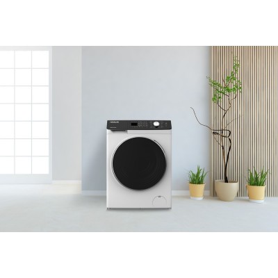 Пральна машина Hitachi фронтальна, 8кг, 1400, A+++, 60см, дисплей, пара, інвертор, люк чорний, білий