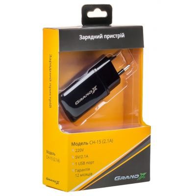 Зарядное устройство Grand-X 5V 2,1A USB Black (CH-15B)