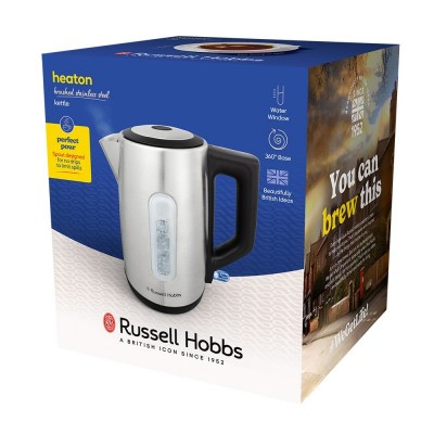 Електрочайник Russell Hobbs Heaton, 1.7л, нержавіюча сталь, сріблясто-чорний