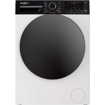 Пральна машина Whirlpool фронтальна, 8кг, 1400, C, 55см, дисплей, пара, інвертор, люк чорний, білий