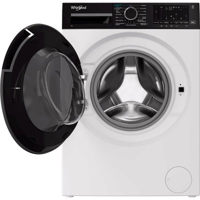 Пральна машина Whirlpool фронтальна, 8кг, 1400, C, 55см, дисплей, пара, інвертор, люк чорний, білий