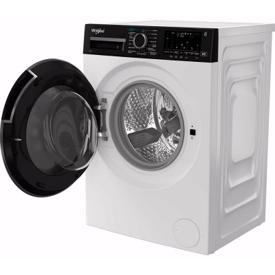 Пральна машина Whirlpool фронтальна, 8кг, 1400, C, 55см, дисплей, пара, інвертор, люк чорний, білий