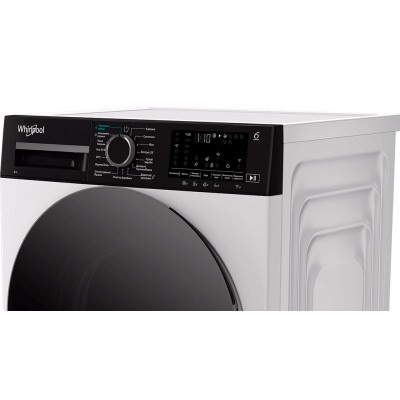 Пральна машина Whirlpool фронтальна, 8кг, 1400, C, 55см, дисплей, пара, інвертор, люк чорний, білий