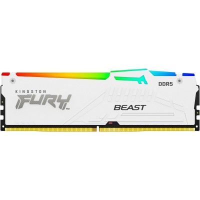 Пам'ять ПК Kingston DDR5 32GB 5200 FURY Beast RGB XMP Білий
