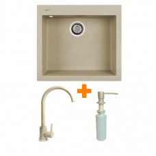 Набір кухонний Adamant Univer, штучний камінь, квадрат, без крила, 560х500х200мм, чаша - 1, врізна, Сахара + змішувач та дозатор