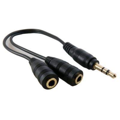 Кабель мультимедійний mini Jack 3.5mm M to 2xmini Jack 3.5mm F 0.2m EXTRADIGITAL (KBA1680)