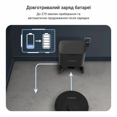 Робот-пилосос Rowenta миючий X-Plorer Serie 85+, 6000ПаВт, h=9.7см, 0.26л, конт пил -0.29л, автон. робота до 270хв, самоочистка, чорний