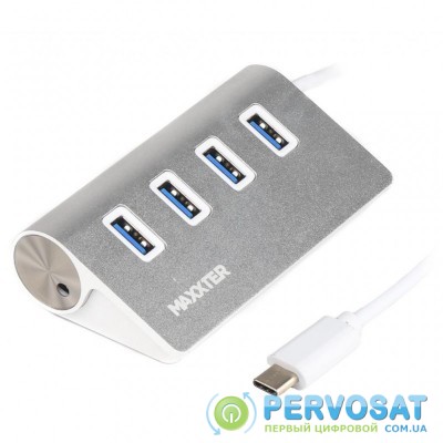 Концентратор Maxxter USB 3.0 Type-C 4 ports silver (HU3С-4P-01)