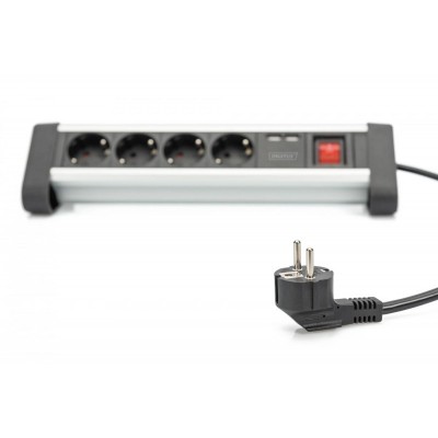 Блок розеток DIGITUS Office, 4xSchuko 16A, 2xUSB 2A, вимикач, 1.5м, вилка Schuko Блок розеток DIGITUS Office, 4xSchuko 16A, 2xUSB 2A, вимикач, 1.5м, вилка Schuko