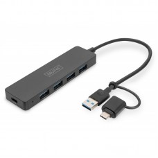 Хаб DIGITUS USB-A/C > 4хUSB-А, 0,2 м, активний (опція) Хаб DIGITUS USB-A/C > 4хUSB-А, 0,2 м, активний (опція)