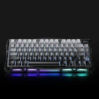 Клавіатура механічна GravaStar Mercury K1 80keys, GravaStar x Kailh Cheery Pink, EN/UKR, BT/WL/USB, чорний