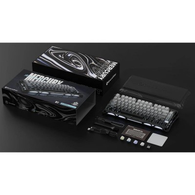 Клавіатура механічна GravaStar Mercury K1 80keys, GravaStar x Kailh Cheery Pink, EN/UKR, BT/WL/USB, чорний