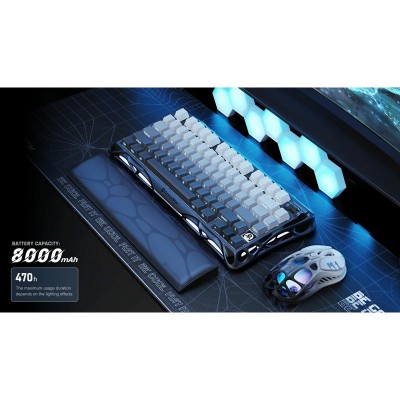 Клавіатура механічна GravaStar Mercury K1 80keys, GravaStar x Kailh Cheery Pink, EN/UKR, BT/WL/USB, чорний