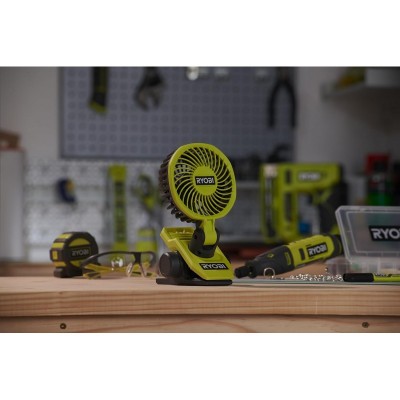 Вентилятор акумуляторний кліпса Ryobi USB Lithium RCF4-120G 4В акб 1х2А·год 3800об·хв обертання 325° поворот 180° 2 швидкості 0.29кг