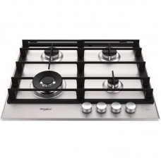 Варильна поверхня Whirlpool газова, 60см, чавун, конфорка з подвійним рядом полум'я, нерж