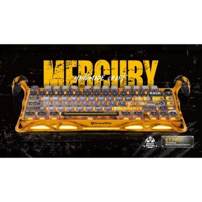 Клавіатура механічна GravaStar Mercury K1 Pro 80keys, GravaStar x Kailh Speedy Mint, BT/WL/USB, жовтий