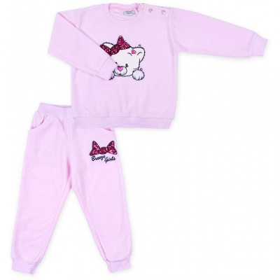 Набір дитячого одягу Breeze кофта з брюками з котиком і бантиком (8371-68G-pink)