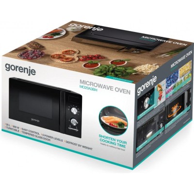 Мікрохвильова піч Gorenje, 20л, мех. керув., 800Вт, дисплей, чорний