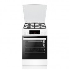 Плита Hansa комбінована, 65л, 50x60см, дисплей, конвекція, чавун, білий