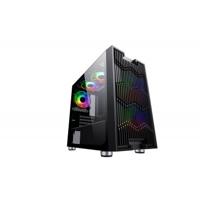 Корпус 2E GAMING ASPER (GM7) MiniT, 2xUSB2.0,1xUSB3.0, 3x120мм ARGB, скло (бічна панель),без БЖ,чорний