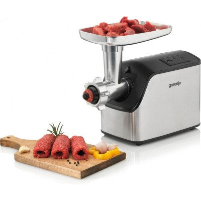 М'ясорубка Gorenje, 2200Вт, 2.2кг/хв, 2 решітки, насадка для ковбас, пластик/метал, чорн/нерж