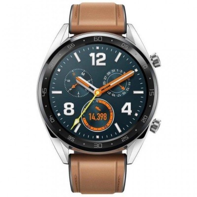 Смарт-часы Huawei Watch GT 2 46mm Classic Silver BROWN шкіра (Latona-B19V) (55024470)