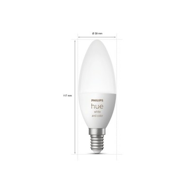 Лампа розумна Philips Hue E14, 5.3W(40Вт), 2000K-6500K, RGB, ZigBee, Bluetooth, димування, 2шт