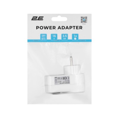 Адаптер мережевий 2E 1xТипF, 16A, білий