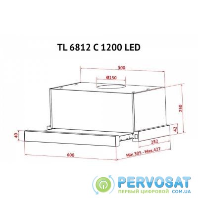Вытяжка кухонная PERFELLI TL 6812 C S/I 1200 LED (TL6812CS/I1200LED)