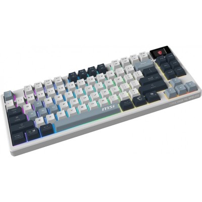 Клавіатура механічна MSI FORGE GK600 TKL W SKY UA 104key, mechanical Linear, USB-A, Wireless, Bluetooth, EN/UKR/RU, RGB, білий