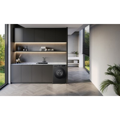 Пральна машина LG фронтальна, 9кг, 1400, A, 55см, дисплей, пара, інвертор, чорний