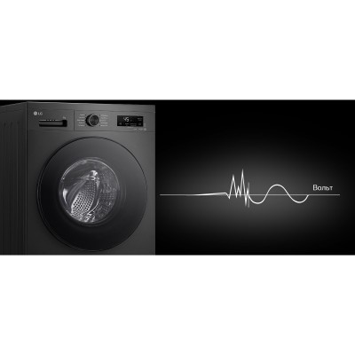 Пральна машина LG фронтальна, 9кг, 1400, A, 55см, дисплей, пара, інвертор, чорний