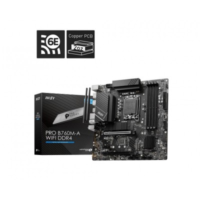 Материнcька плата MSI PRO B760M-A WIFI DDR4 s1700 B760 4xDDR4 M.2 HDMI DP WiFi BT mATX