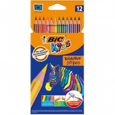 Олівці кольорові Bic Evolution Stripers 12 шт (bc9505221) Олівці кольорові Bic Evolution Stripers 12 шт (bc9505221)