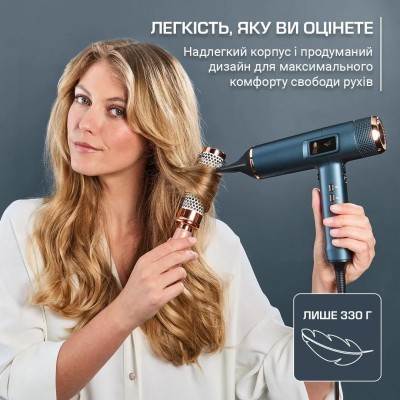 Фен Rowenta Maestria For you, 1800Вт, 3 режими, дифузор, іоніз-я, хол. обдув, дисплей, синій Фен Rowenta Maestria For you, 1800Вт, 3 режими, дифузор, іоніз-я, хол. обдув, дисплей, синій