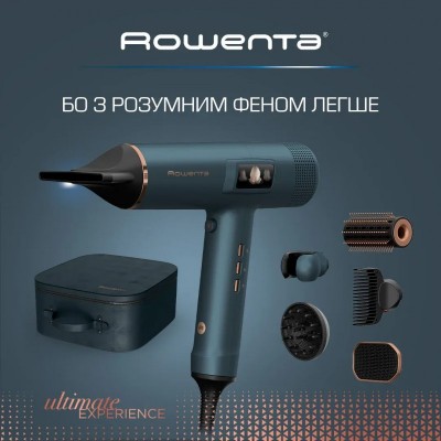 Фен Rowenta Maestria For you, 1800Вт, 3 режими, дифузор, іоніз-я, хол. обдув, дисплей, синій Фен Rowenta Maestria For you, 1800Вт, 3 режими, дифузор, іоніз-я, хол. обдув, дисплей, синій