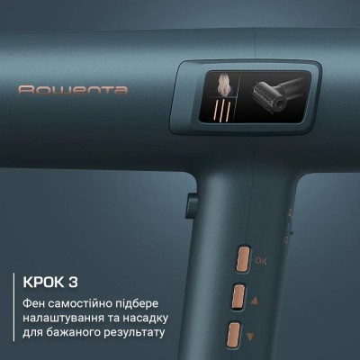 Фен Rowenta Maestria For you, 1800Вт, 3 режими, дифузор, іоніз-я, хол. обдув, дисплей, синій Фен Rowenta Maestria For you, 1800Вт, 3 режими, дифузор, іоніз-я, хол. обдув, дисплей, синій