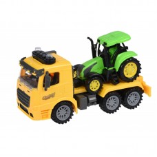 Машинка енерційна Same Toy Truck Тягач жовтий з трактором зі світлом і звуком 98-613AUt-1