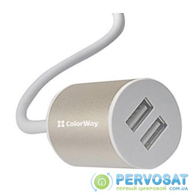Зарядное устройство ColorWay 2USB 2.1A + кабель 1.2м white (CW-CHA004-WT)