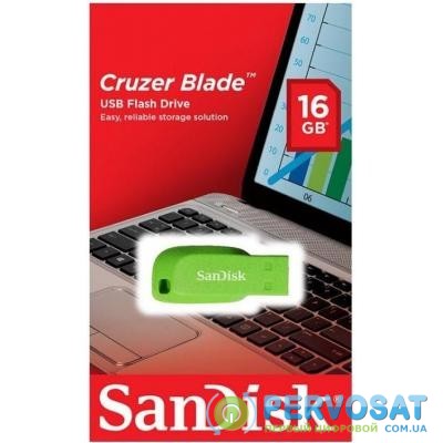 USB флеш накопитель SANDISK 16GB Cruzer Blade Green USB 2.0 (SDCZ50C-016G-B35GE)