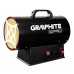 Теплова гармата газова GRAPHITE, акумуляторна 18В, 15кВт, 320м3/год, 0.7 бар, витрата 1.09кг/год, редуктор тиску, шланг 1.5м, п'єзозапалювання, IP24