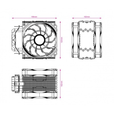 Процесорний кулер 2E GAMING AIR COOL (AC120D6) ARGB,775,115X,1366,2011,FM1,FM2,AM2,AM2+,AM3,AM3+,AM4,2x120мм,TDP 180W