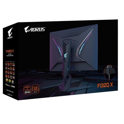 Монітор LCD AORUS 31.5&quot; FI32Q-X, 2xHDMI, DP, 2xUSB3.0, USB-C, ANC, IPS-QD, 2560x1440, 270Hz, 1mc, DCI-P3 95%, HDR600, FreeSync