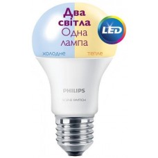 Лампа світлодіодна Philips LED Scene Switch E27 9.5-60W 3000K/6500K 230V A60 Лампа світлодіодна Philips LED Scene Switch E27 9.5-60W 3000K/6500K 230V A60