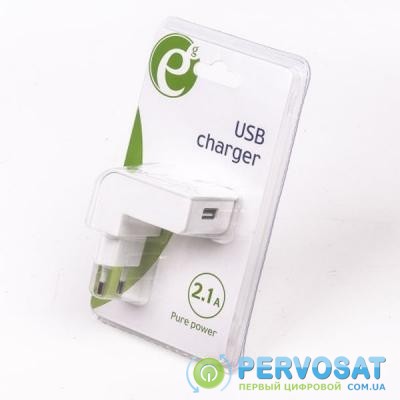 Зарядное устройство EnerGenie USB 2.1A white (EG-UC2A-02-W)