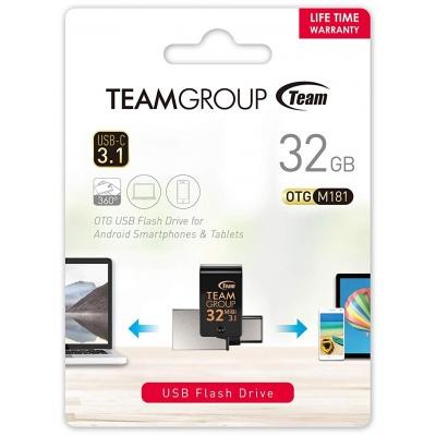 USB флеш накопитель Team 32GB M181 Black USB 3.1/Type-C (TM181332GB01)