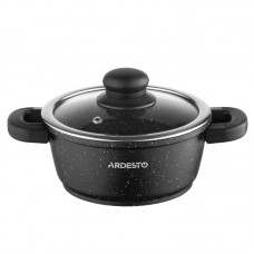 Каструля зі скляною кришкою Ardesto Gemini Anzio, 1.2л, алюміній, чорний Каструля зі скляною кришкою Ardesto Gemini Anzio, 1.2л, алюміній, чорний